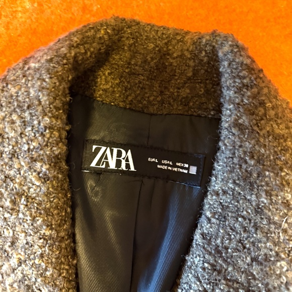 Zara khaki long wool blend boucle double breasted blazer coat NWT - Picture 7 of 13